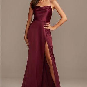 Wine colored satin bridesmaid’s dress - worn once.